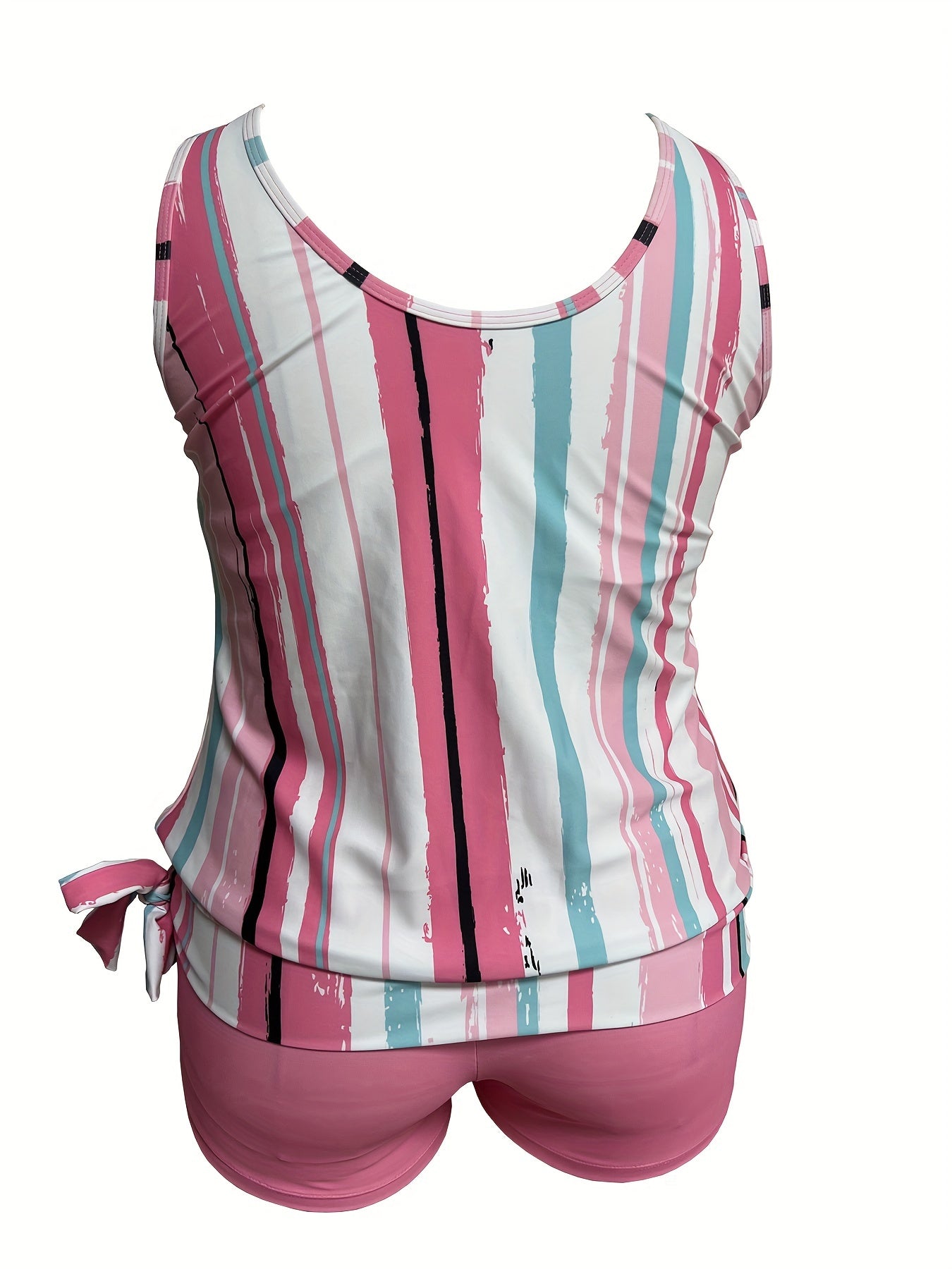  Striped Print Modest Tankini Set