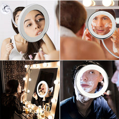 10X Magnifying Suction Mirror with Dimmable LED Light