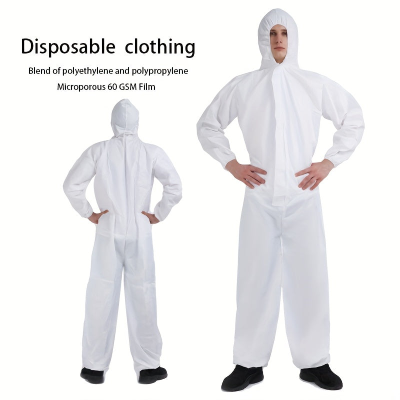 Disposable Safety Protective Hooded Overalls, PP Material, PE Film, Waterproof
