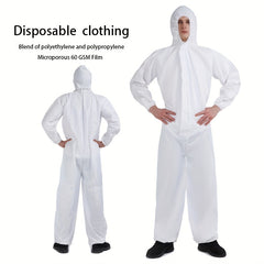 Disposable Safety Protective Hooded Overalls, PP Material, PE Film, Waterproof