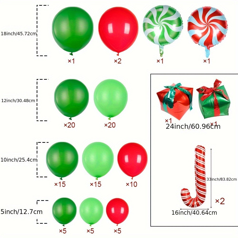 Christmas Balloon Garland Red And Green Arch Kit With Candy Foil Balloons