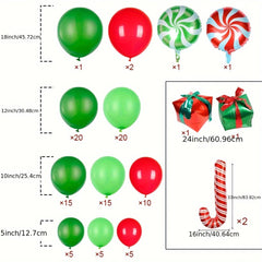 Christmas Balloon Garland Red And Green Arch Kit With Candy Foil Balloons