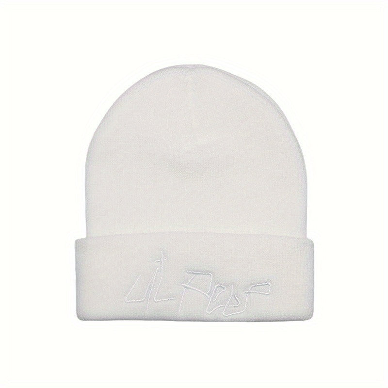 Warm Letter Embroidery Knitted Hat Pullover Beanie