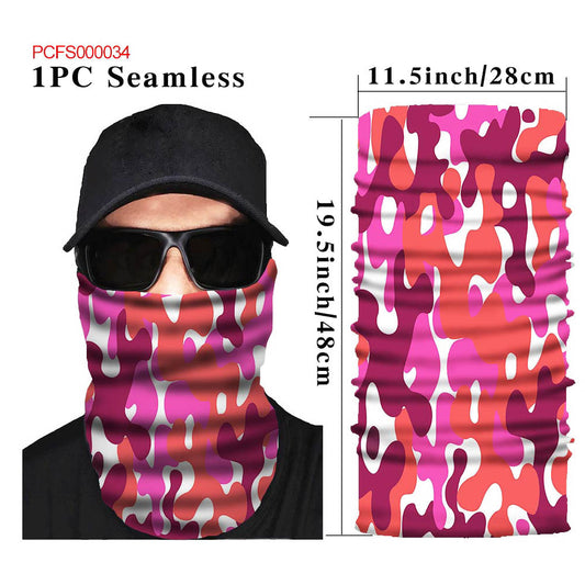 Red Pink Camo Face Gaiter Mask Neck Gaiter Sun Protection Dust Mask