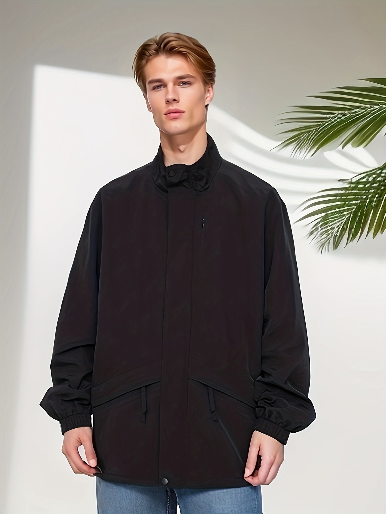 Men's Casual Zip Up Windbreaker Jacket