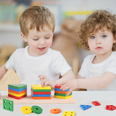 Wooden Shape Sorting Matching Box 12-18 Months Early Learning Toy