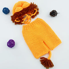 3M Lion Handknitted Baby Photography Props Hat Shorts Suit