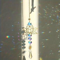 Lotus Flower Crystal Sun Catcher Wind Chime for Decor