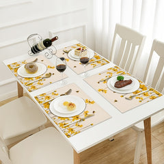 Yellow Flower Bee Placemat 16.53x12.5 Linen Scene Decor