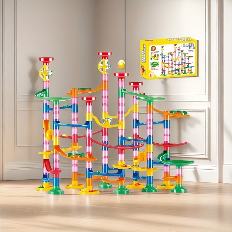 Colorful Marble Run Toy Blocks Rotating Slides & Ramps for Kids