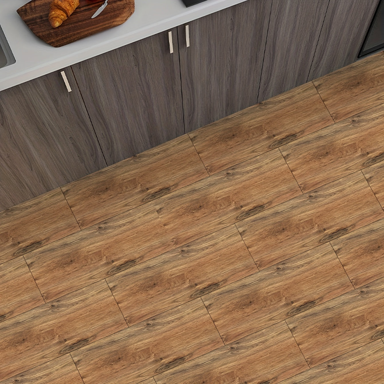 5pcs Wood Pattern Floor Sticker Waterproof Tile Sticker Home Decor 0.7mm