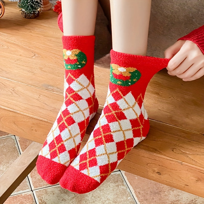 5 Pairs Christmas Print Socks for Women