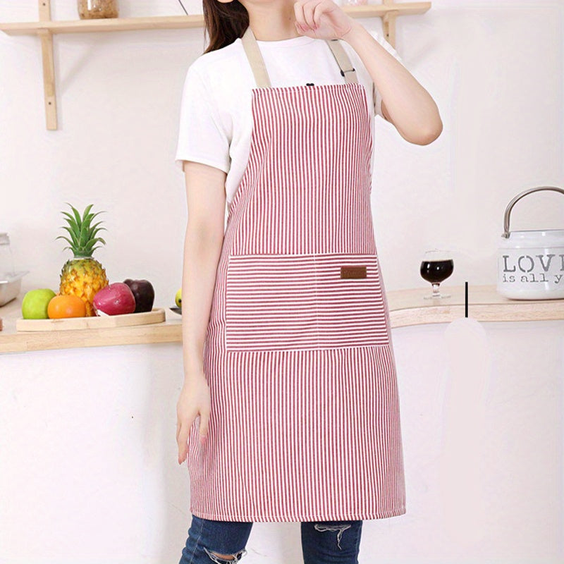 Adjustable Bib Apron With 2 Pockets For Chef Cooking
