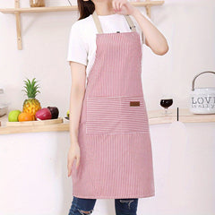 Adjustable Bib Apron With 2 Pockets For Chef Cooking