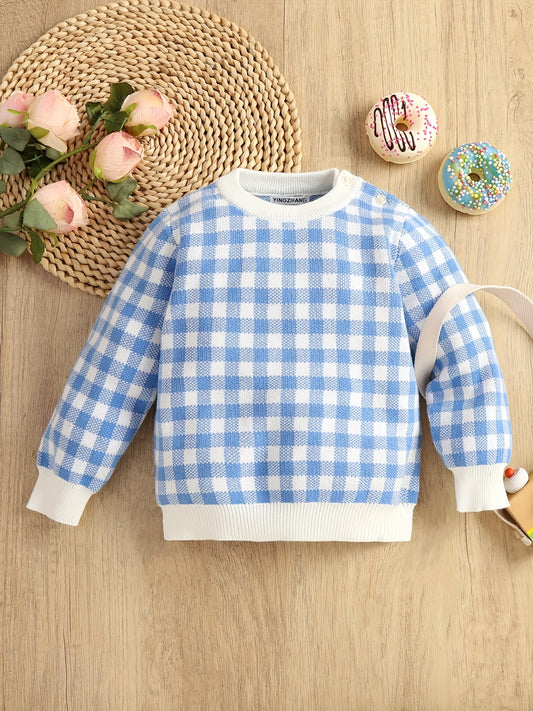 Baby Boys Cotton Plaid Sweater Top Kids Pullover