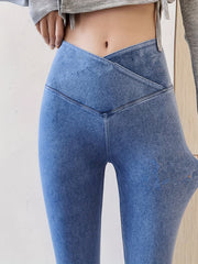 Solid High Waist Skinny Leggings Butt Lifting