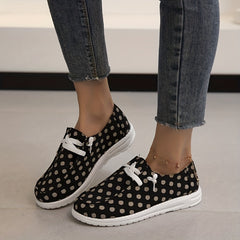 Women's Polka Dot Pattern Canvas Shoes Casual Lace Up Outdoor Shoes