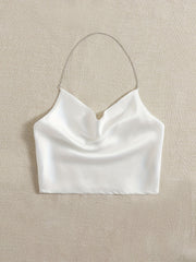 Chain Crop Halter Top Sleeveless Summer Casual Women's Clothing
