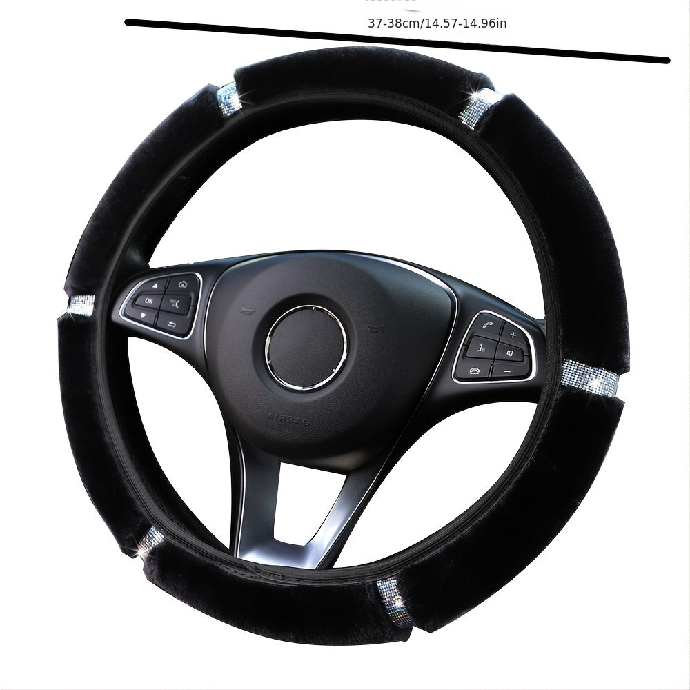 Car Plush Diamond Inlaid Steering Wheel Cover