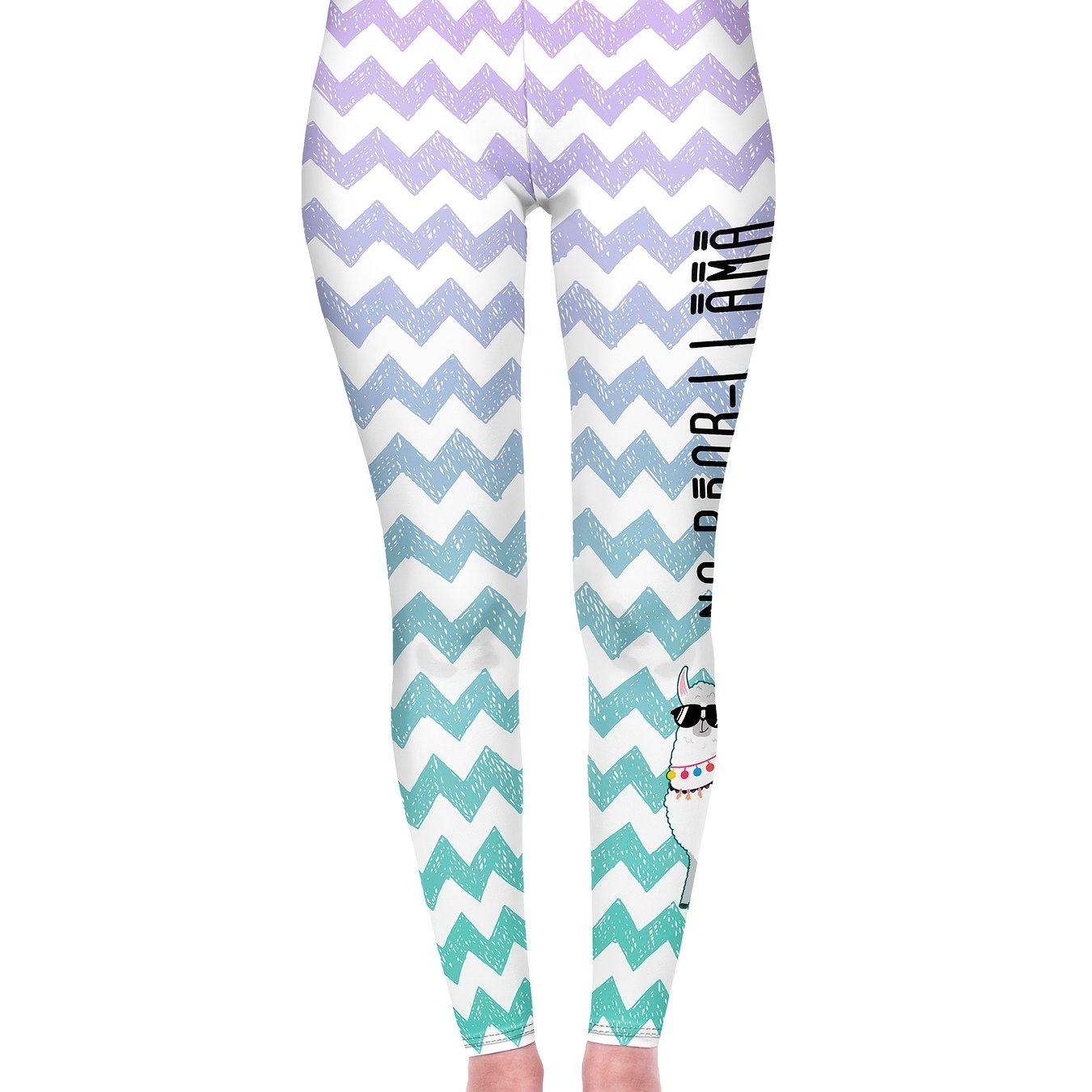 Ripple Letter Print Bodycon Leggings Skinny Stretchy Striped Leggings