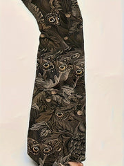 Women's Plus Wolf Print High Rise Flared Leg Trousers