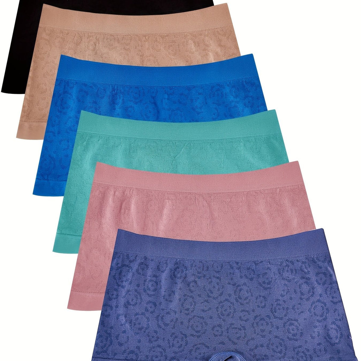 6pcs Jacquard Boyshort Panties Soft & Comfortable Seamless Panties