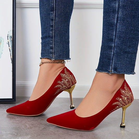 Women's Rhinestone High Heels Pointed Toe Stiletto Heels