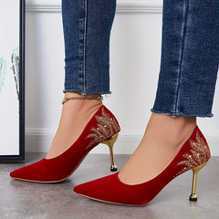 Women's Rhinestone High Heels Pointed Toe Stiletto Heels