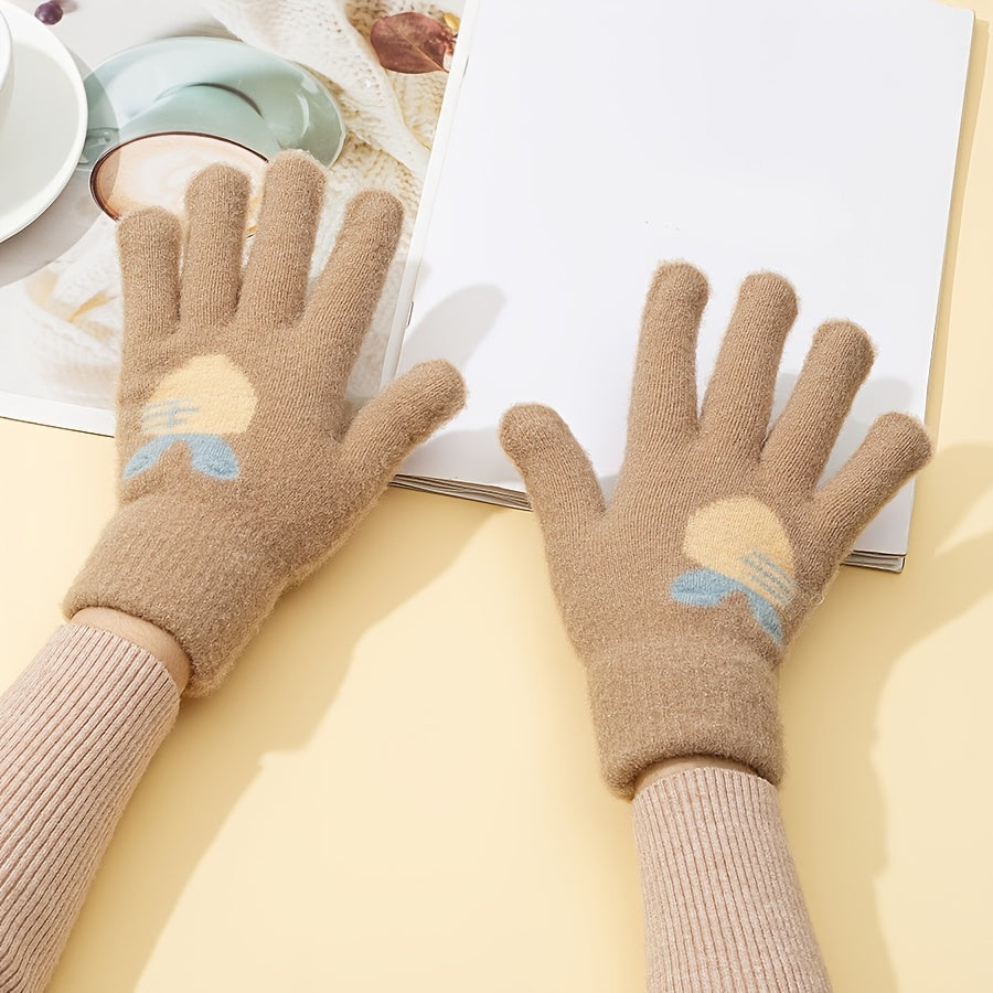 Women's Knit Touch Screen Gloves Winter Fleece Mittens