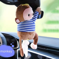 Monkey Plush Tissue Holder Hanging Pouch Cartoon Animals Paper Storage