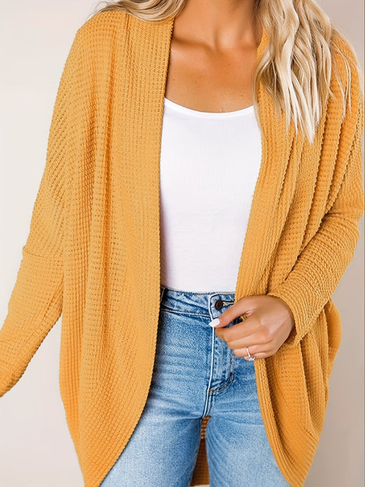  Casual Cardigan Women Solid Long Sleeve Open Front Drop Shoulder