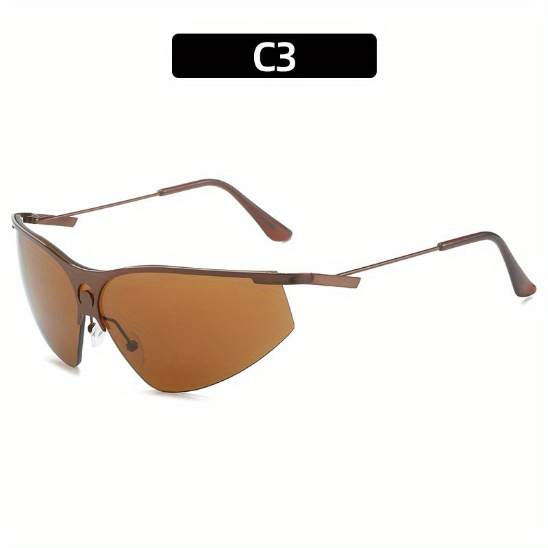 Y2K Mirror Lens Sunglasses Futuristic Crescent Moon Decor Glasses UV400