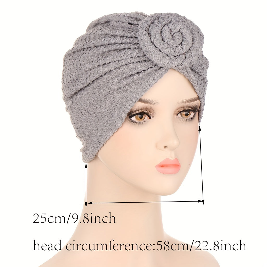 Crinkle Twist Turban Cap Solid Casual Head Wrap Elastic Hijab Hat