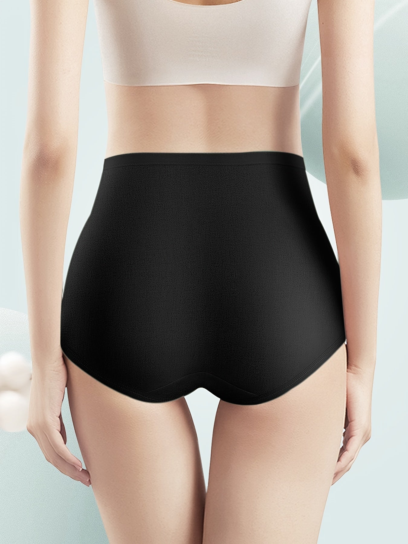 4pcs Seamless High Waist Briefs Stretchy Intimates Panties Women's Lingerie