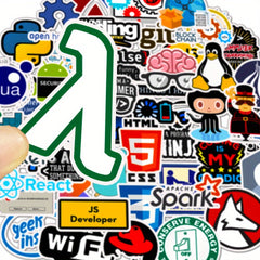 50pcs Reusable Vinyl Cartoon Programmer Sticker Pack for Tech Enthusiasts