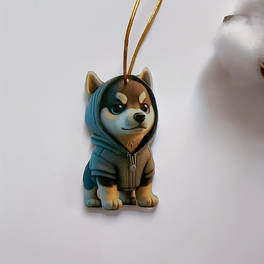 2D Acrylic Puppy Car Pendant Christmas Tree Decoration Backpack Pendant