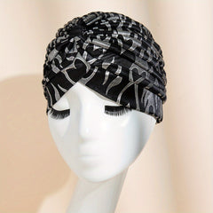 Hot Stamping Turban Cap Elastic Head Wrap Hair Bonnets Women Ramadan Beanies