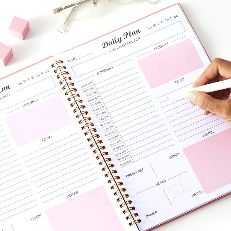 Undated Daily Planner Weekly Goals Notebook B5 Spiral Binding