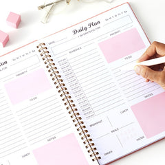 Undated Daily Planner Weekly Goals Notebook B5 Spiral Binding