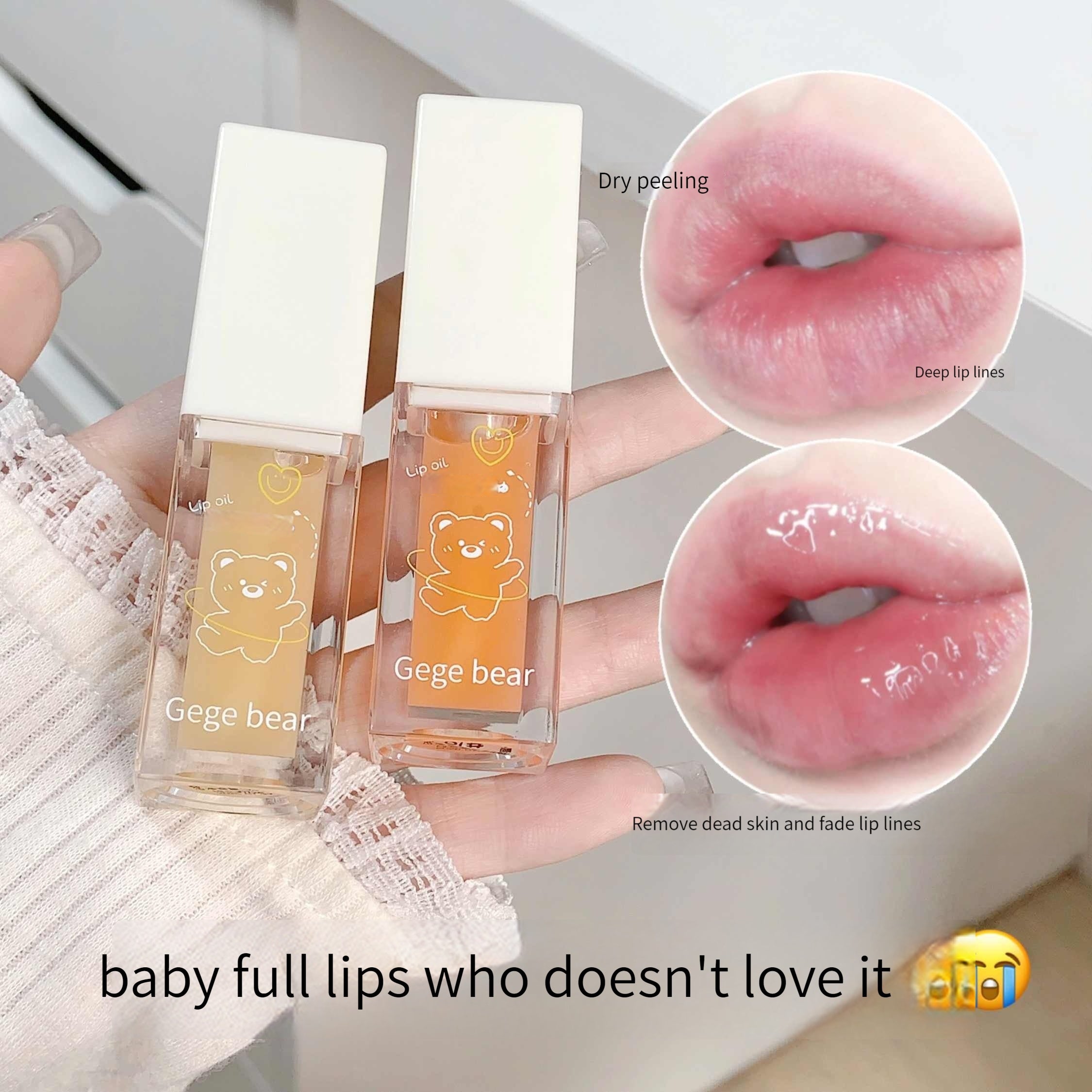 Bear Lip Lip Gloss Light Jelly Plumping Clear Moisturizing Lipstick