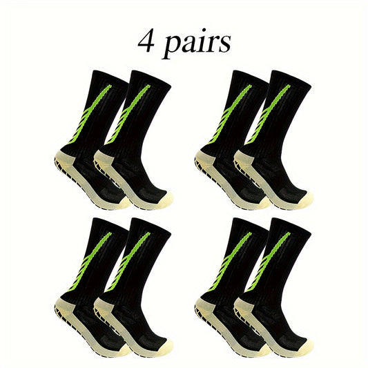 4 Pairs Non Slip Striped Football Socks