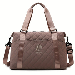 Large Capacity Argyle Pattern Travel Duffle Bag