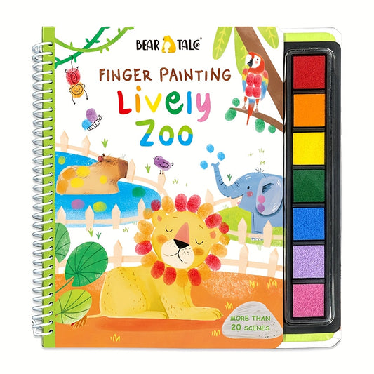Lively Zoo Finger Painting Book 30 Scenes Washable Non Toxic Quiet Book