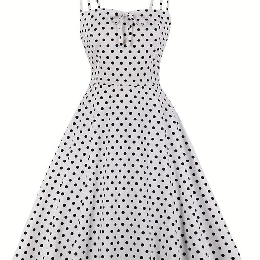  Polka Dot Split Strap Cami Dress