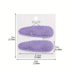 2pcs Embroidered Flower Hair Clips Sweet Hair Accessories