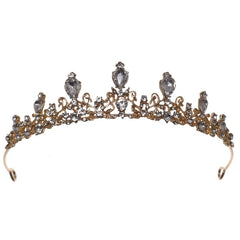 Vintage Gothic Antique Crown Tiara Headband With Rhinestone Crystals