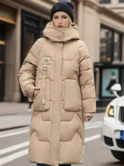Women's Long Puffer Jacket Hood Winter Warm Outdoor Coat
