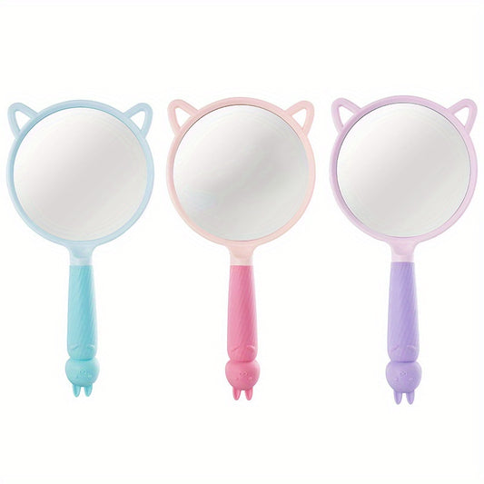 Cartoon Ear Handheld Makeup Mirror for Home and Travel
