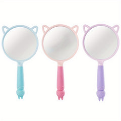 Cartoon Ear Handheld Makeup Mirror for Home and Travel