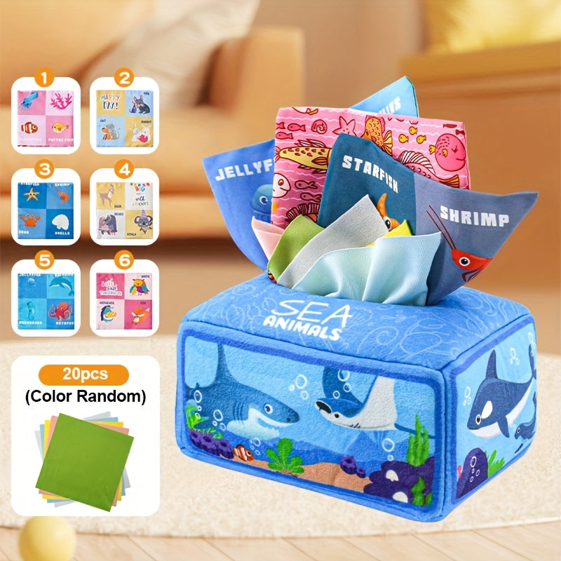 Cartoon Fabric Box Toy Fun Sensory Learning Tissue Box Toy